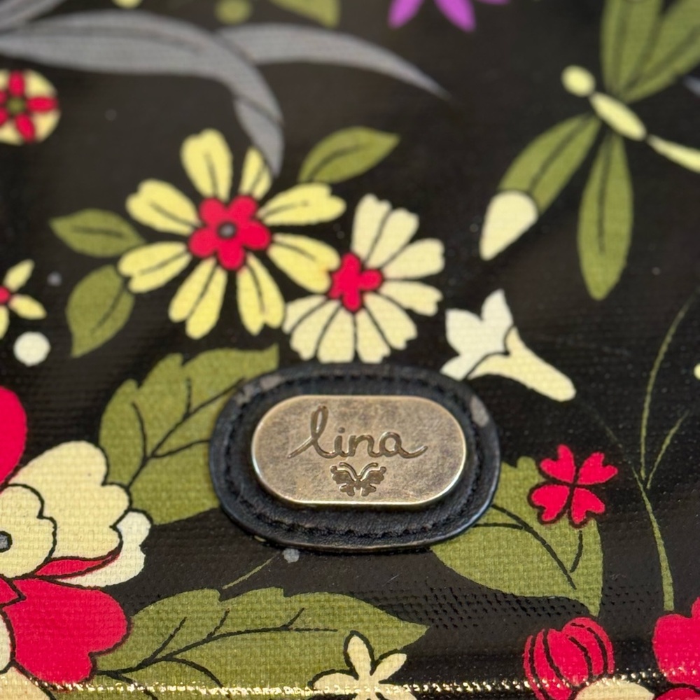 Lina Floral Canvas Crossbody Bag Adjustable Strap Multi-Pocket Travel Purse - Picture 3 of 11